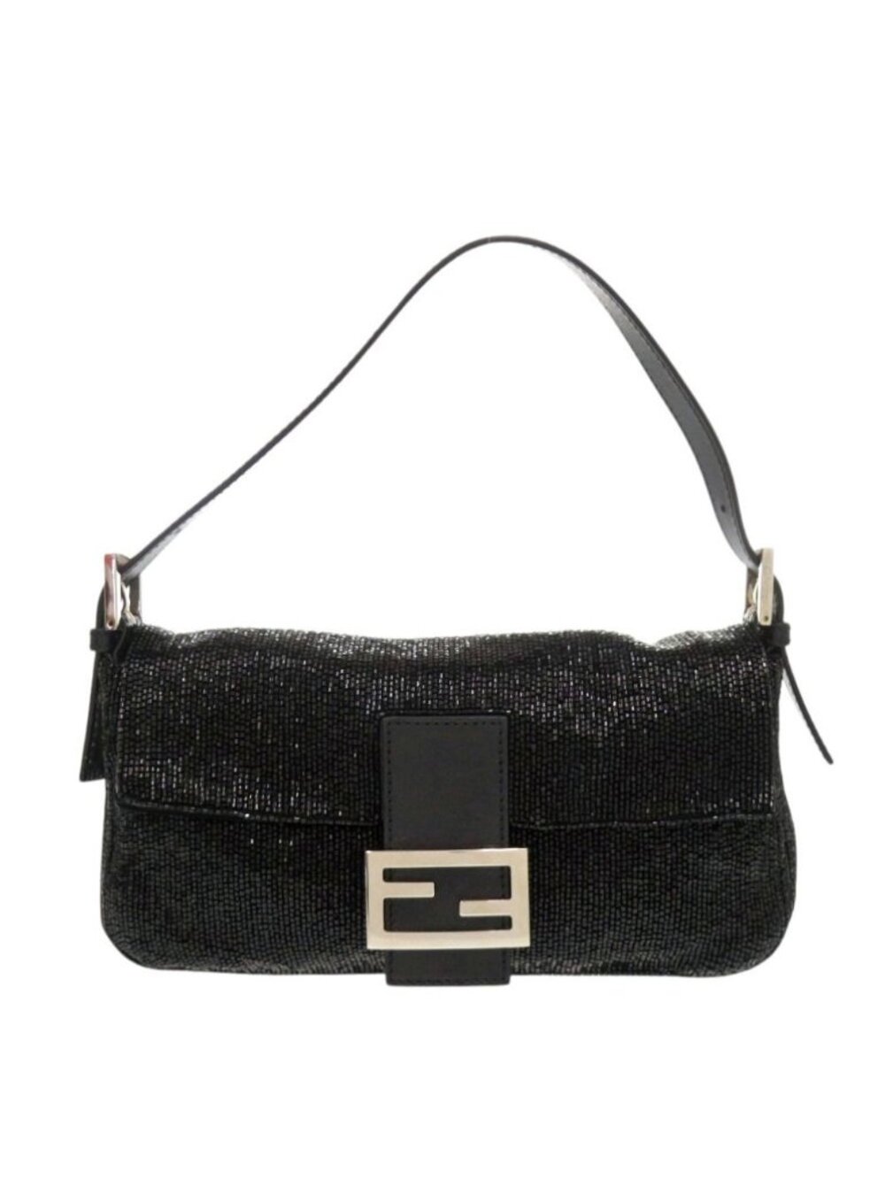 Fendi Mamma Bucket Beads Leather Black Handbag